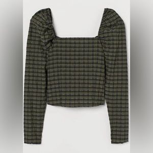 H&M puff sleeve square neck top
